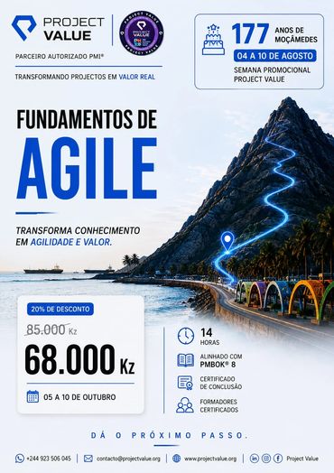 Promotional flyer for Agile fundamentals training with discount and certification.