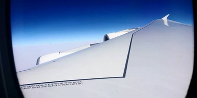Wing view of a passenger plane