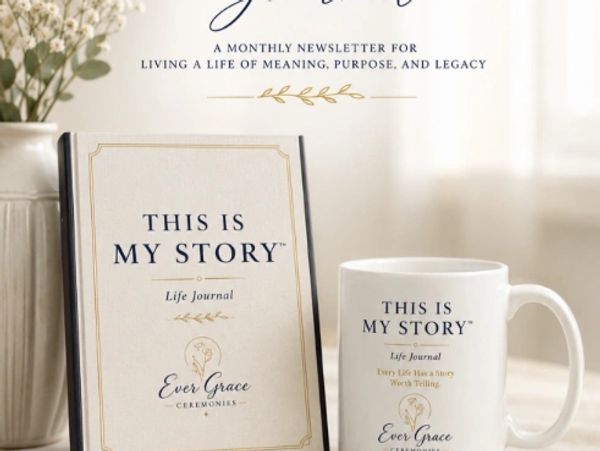 Life journal book and matching mug with inspirational text.