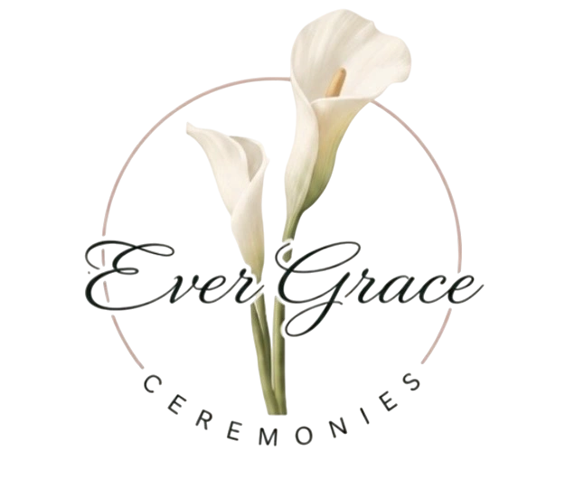 Logo with white calla lilies and text EverGrace Ceremonies.