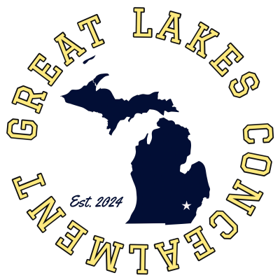 Logo for Great Lakes Concealment with Michigan state outline.