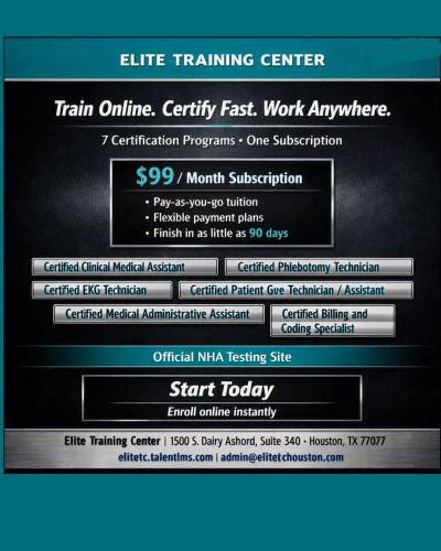 Elite Training Center offers online certifications for medical and administrative roles.