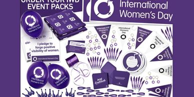 International Women's Day event packs with various items.