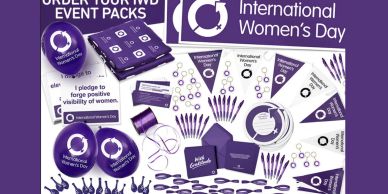 International Women's Day event packs with various items.