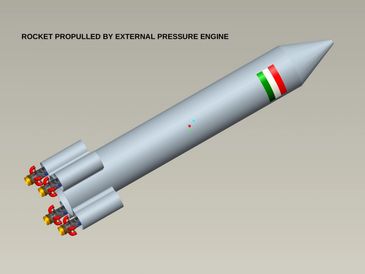 3D model of a pressure-engine rocket with Indian flag.