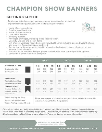 Banner Pricing for standard banner sizes