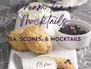 cream tea and mocktails with scones and jam