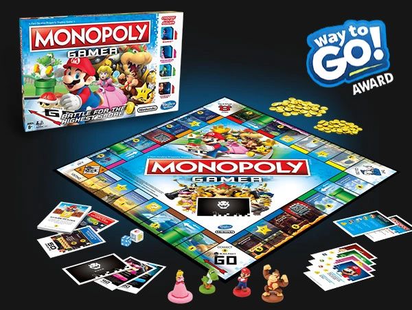 Monopoly Gamer Nintendo Edition design by Dave Moccia. Award-winning seamless board track innovation