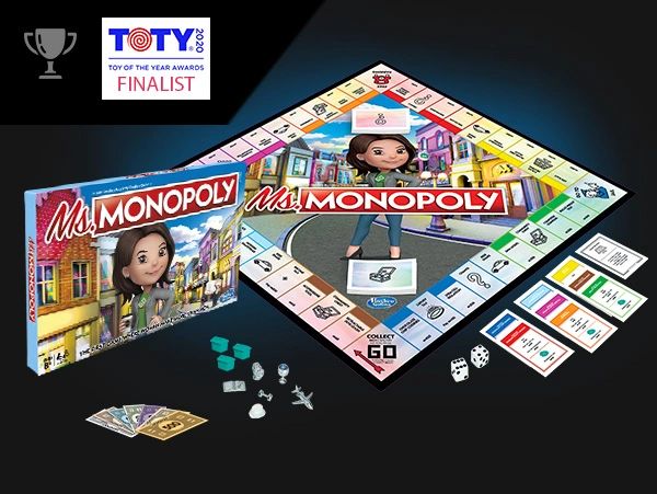 Ms. Monopoly board game design by Dave Moccia. 2020 TOTY Award Finalist for Game of the Year.