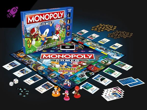 Monopoly Gamer Sonic design by Dave Moccia. High-speed SEGA brand integration & character UI.