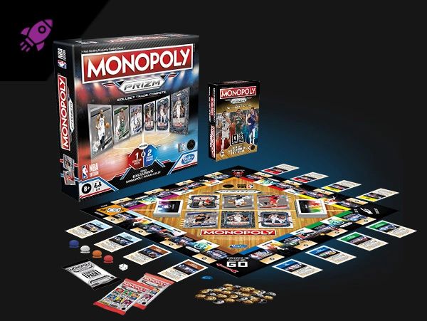 NBA Prizm Monopoly; industry-first sports hybrid packaging featuring the Prizm card chase.