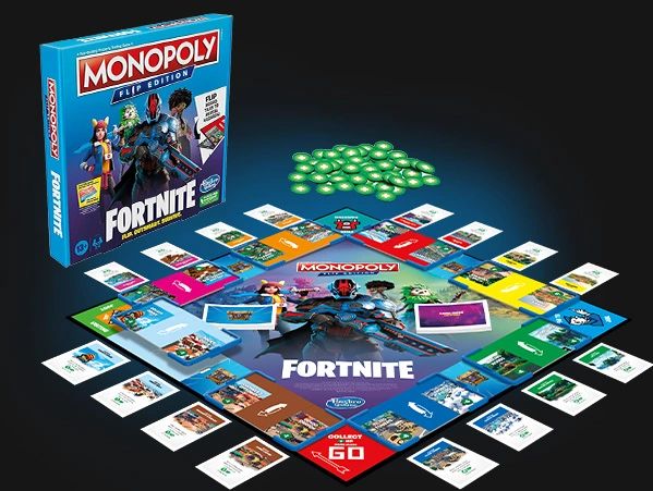 Monopoly Fortnite Flip design by Dave Moccia. Dynamic island UI for Epic Games IP.