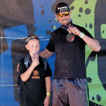 Father and son Spartan race, exercise, goal setting