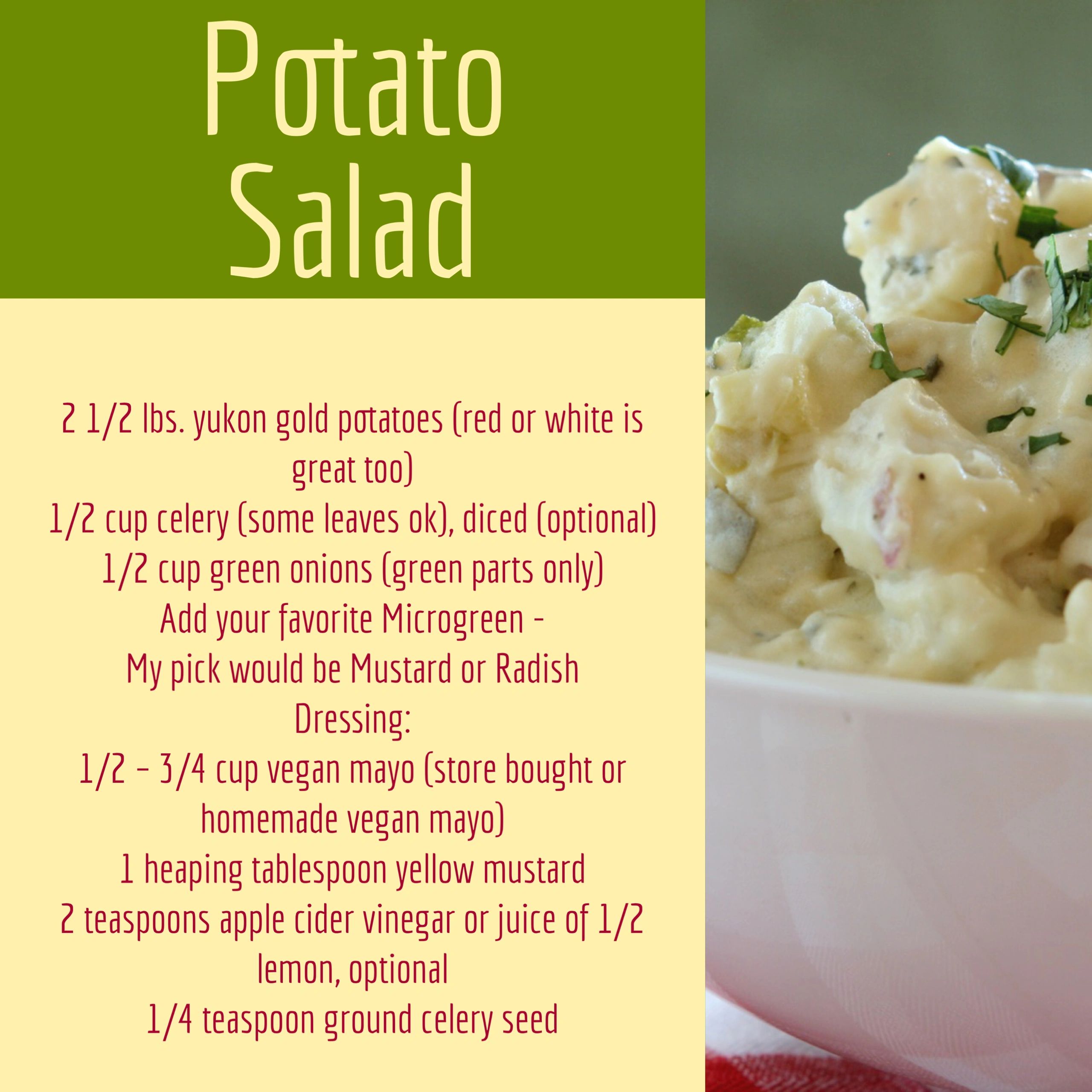 Adding microgreens to potato salad