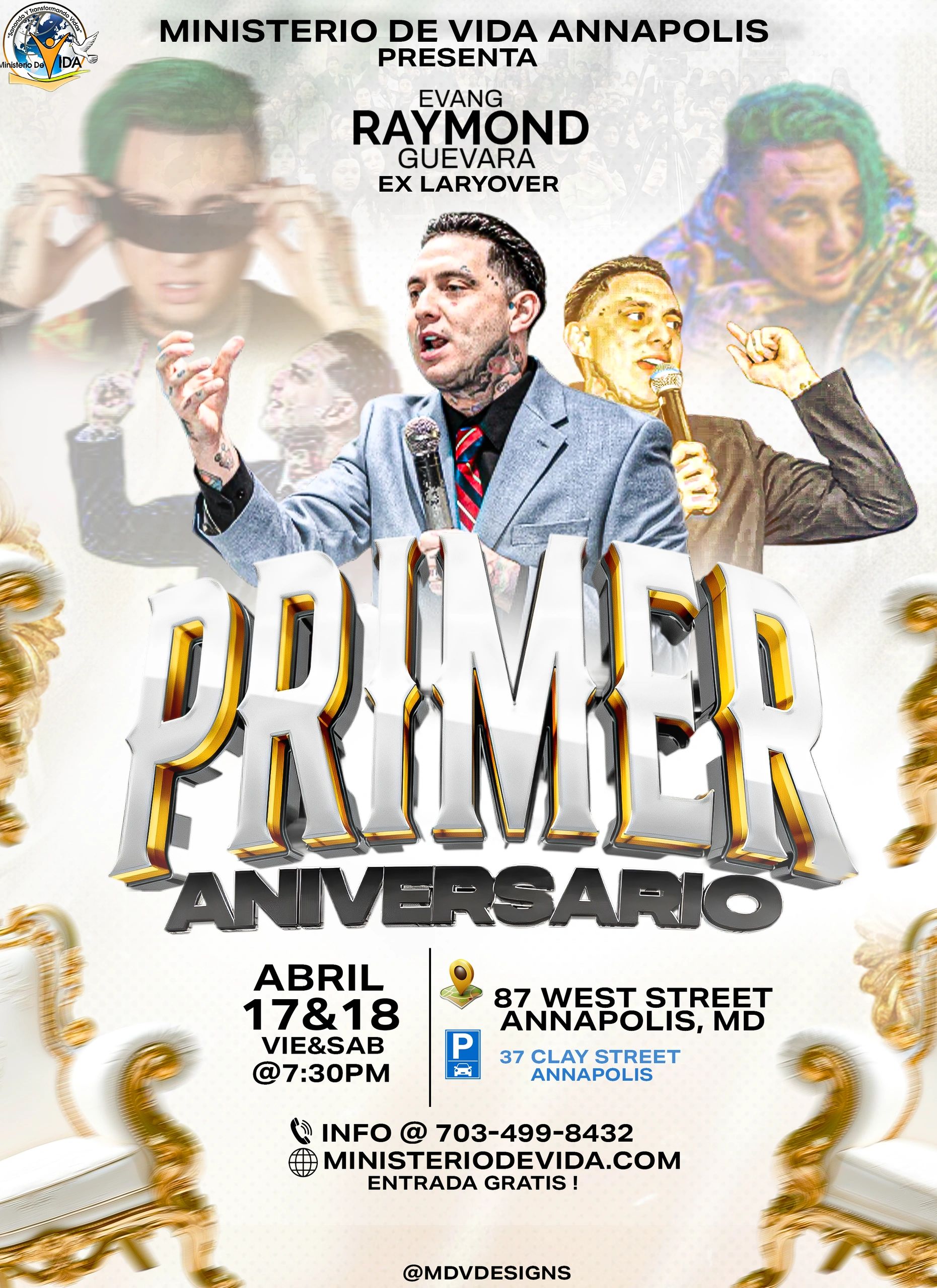 1er Aniversario MDV Annapolis.
17 & 18 De Abril @ 7:30pm 
87 West Street  Annapolis, Maryland 