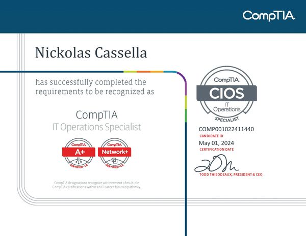 My CompTIA certification