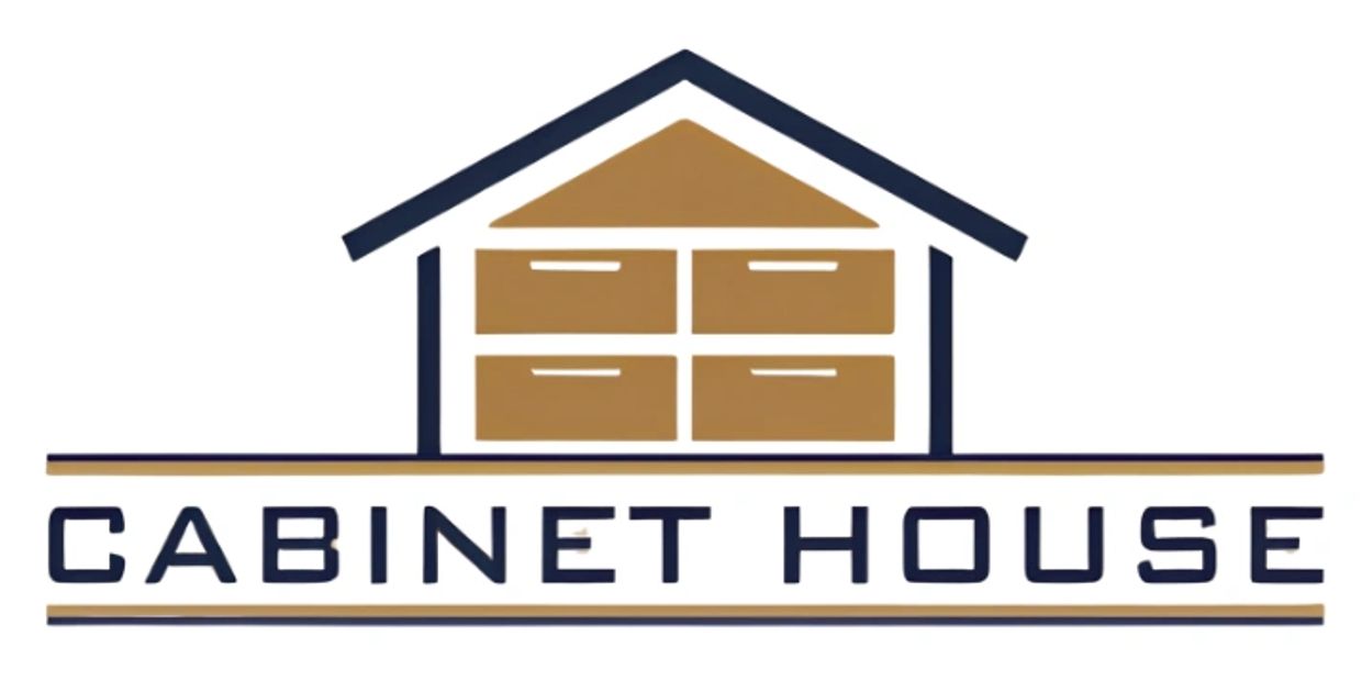 Logo of Cabinet House featuring a house with drawers inside.