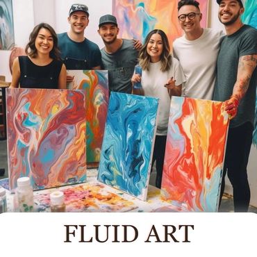 Adults Making Fluid Art Abstract paintings