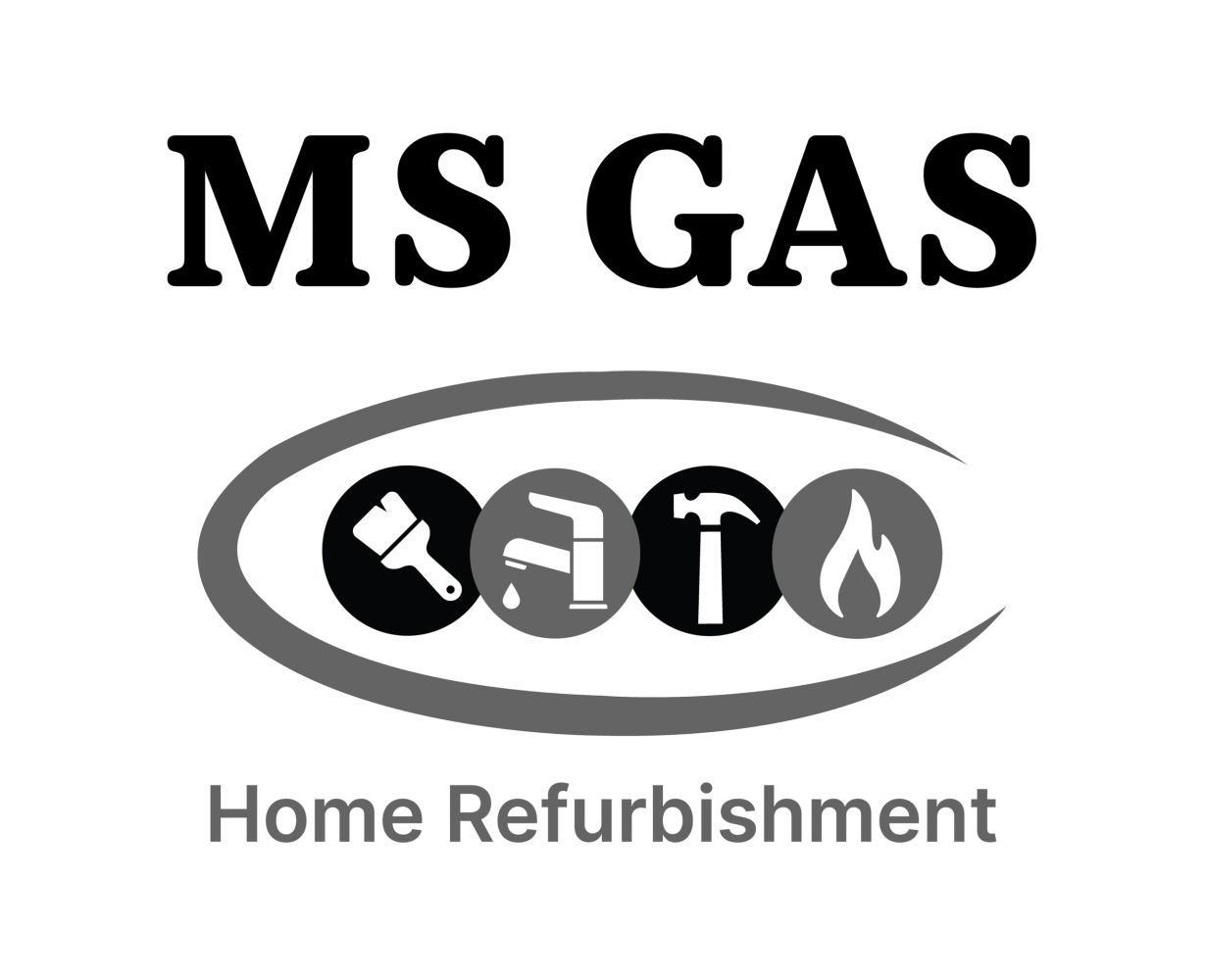 Logo for MS GAS Home Refurbishment with tools icons.