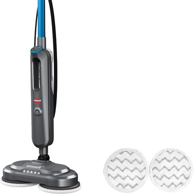 Bissell electric mop with two detachable cleaning pads.