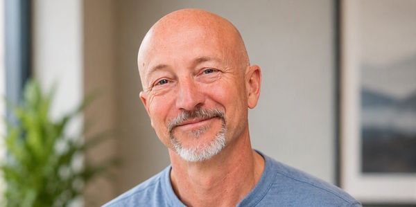 Smiling bald man with a goatee.