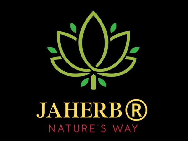 Green lotus logo with 'JAHERB' and 'NATURE'S WAY' text on black background.