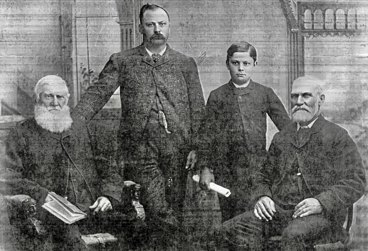George Gray, Jr., far left: Adam Charlton, far right