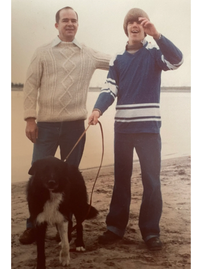 Harlan Sr., and Harlan Jr., Toronto's Ashbridge's Bay filming 'My Turn' TV commercials, 1980. 