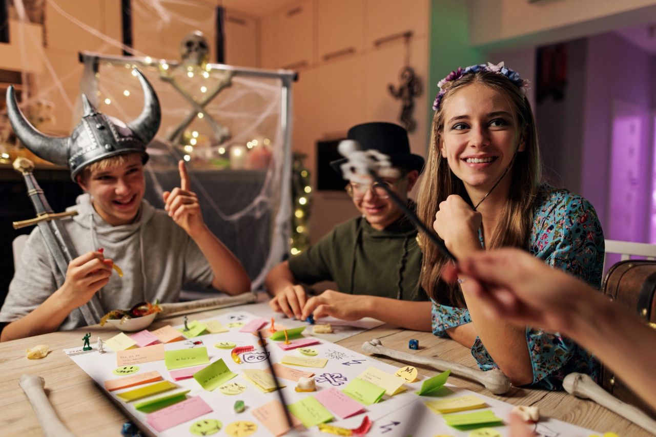 kids playing tabletop game