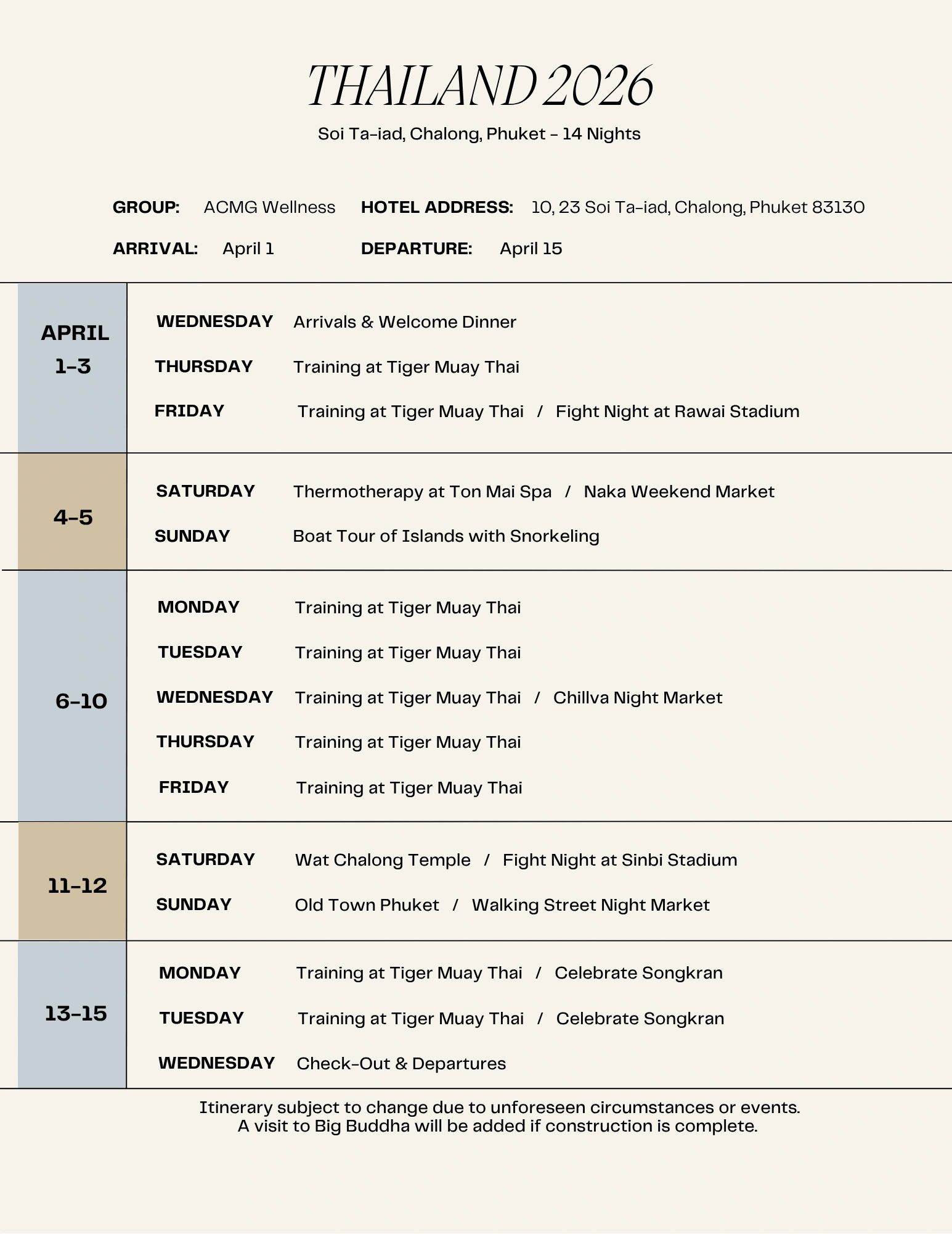 Trip Itinerary - Thailand 2026
