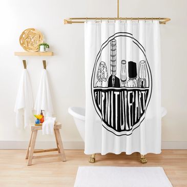 Furniture Party shower curtain hosted on Redbubble.com