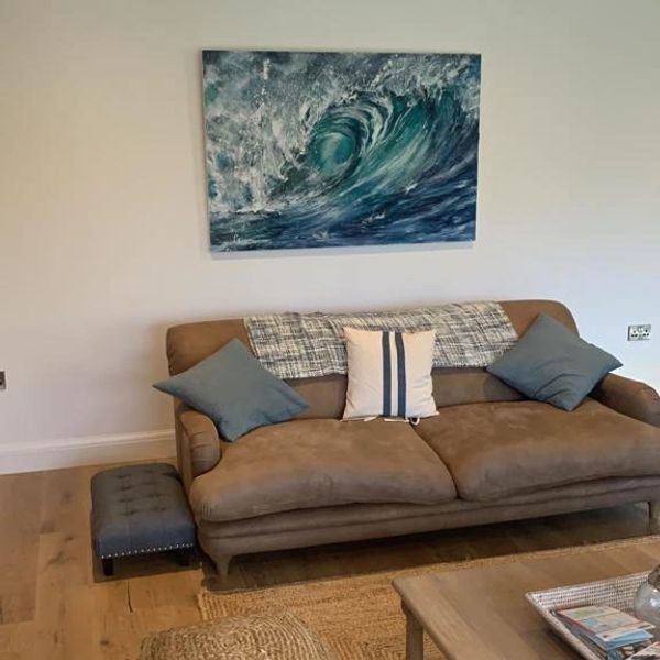 "Thunder" commissioned mixed media painting in situ