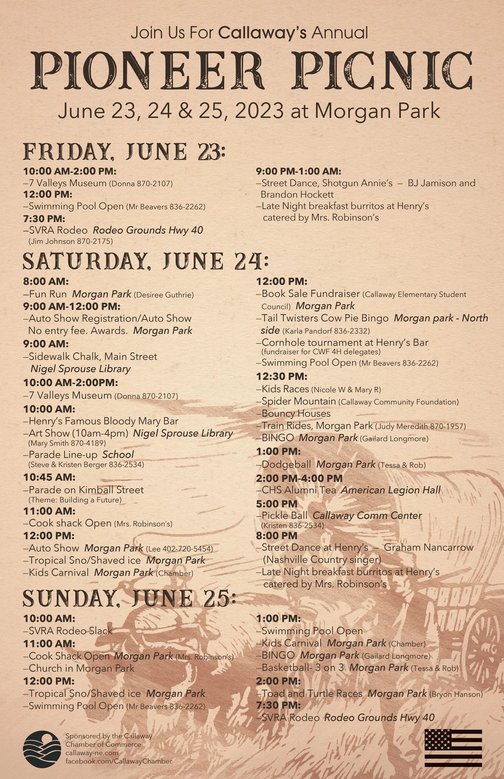 2023 Pioneer Picnic Schedule is here!