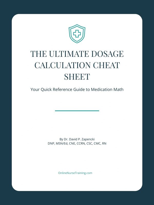 Cover page of a medication math dosage calculation cheat sheet.