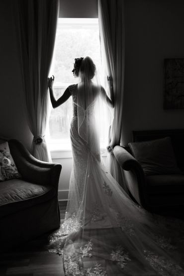 bride in a window