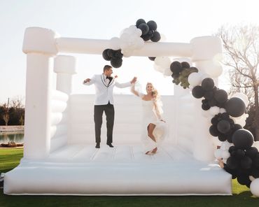 bounce house and couple