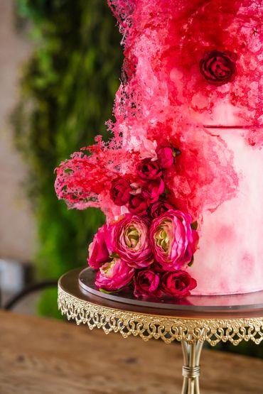 colorful pink wedding cake