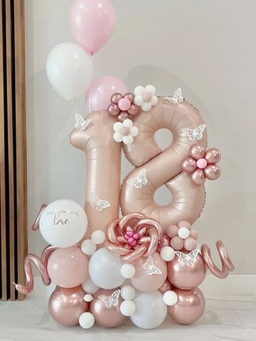Freestanding balloon cluster with birthday numbers delivered to your special someone
(additional del