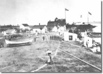 The Crew of the Life Saving Station regularly practiced using the breeches buoy.