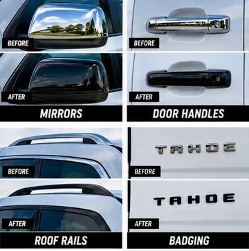 Car parts transformation from chrome to black.