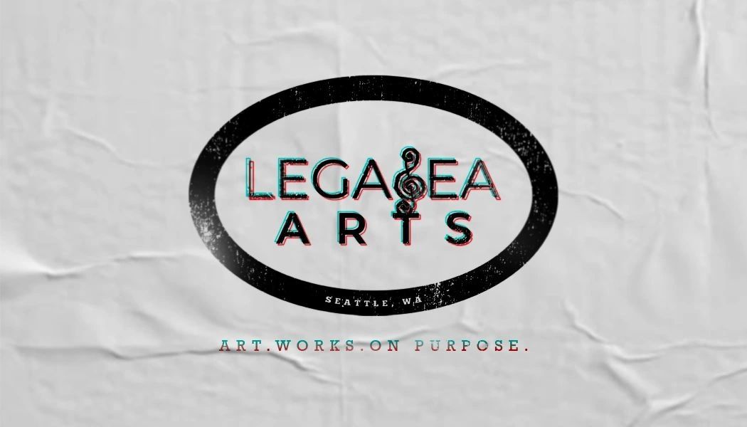 Logo of Legarea Arts with musical symbols and tagline.