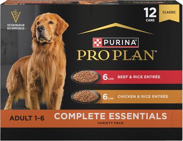 Purina Pro Plan Complete Essentials Wet Dog Food Chicken and Rice Entree and Beef and Rice Entree