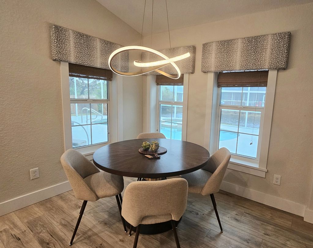 Kitchen Nook with Custom Window Treatments 