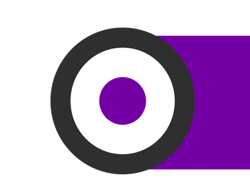 A black and white target with a purple rectangle on the right side.