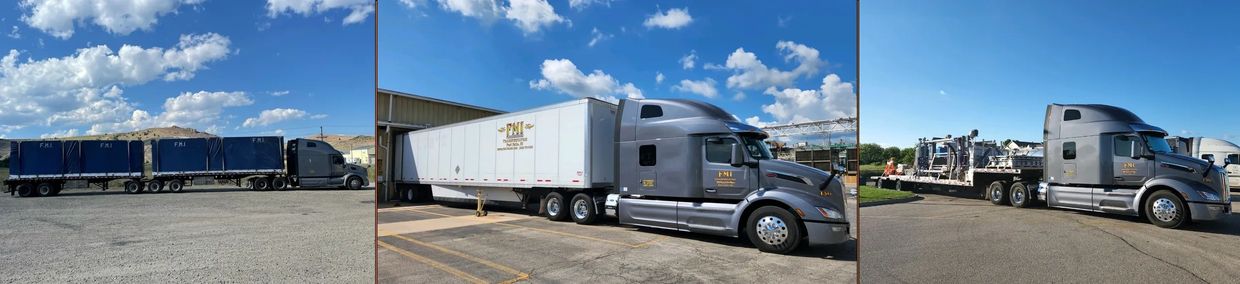 Semi truck with flatbed trailers, double flatbeds, maxi trailer, 53' semi trailer, dry van, stepdeck