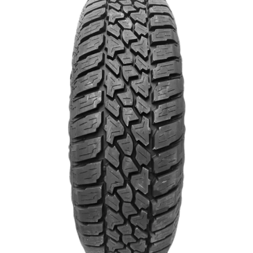 Close-up of an all-terrain tire tread.