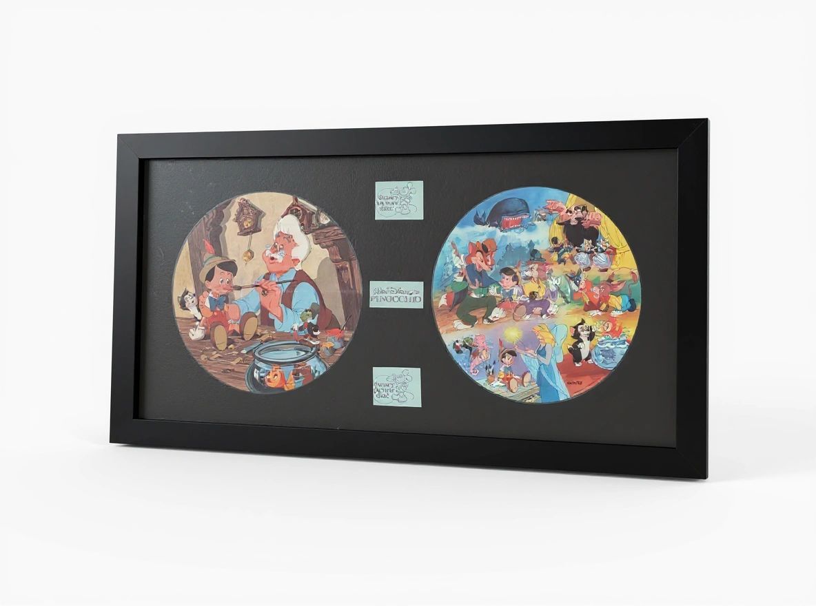 Framed Pair of Pinocchio Picture Disks