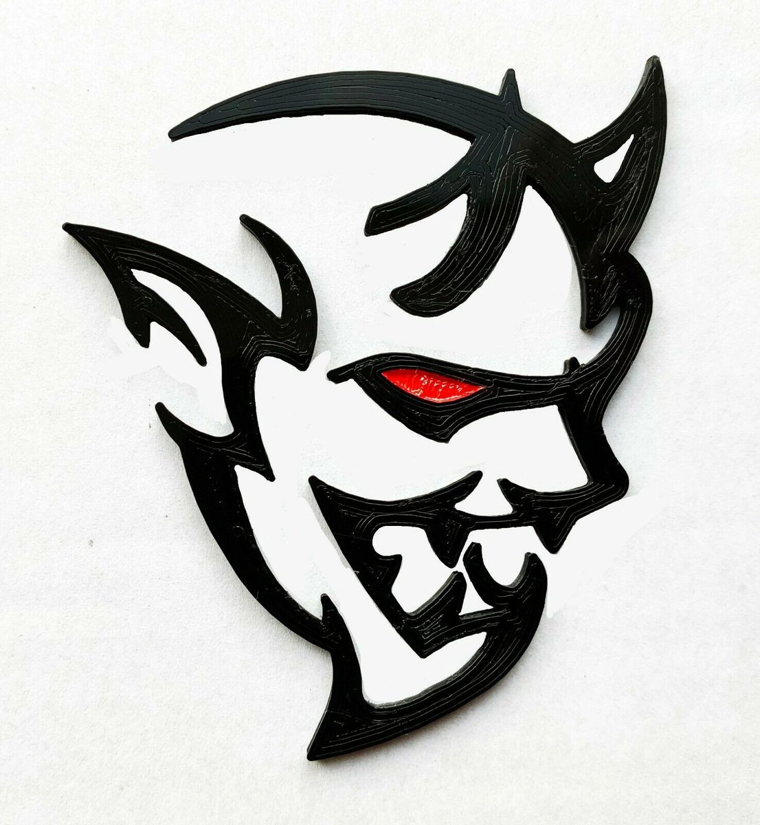 2x Demon Redeye Emblem Badge for Dodge Charger Challenger Hellcat SRT TRX  Logo (Size: 70 x 90mm, Eye Color: Silver)