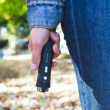 Our stun guns use high
voltage and low amperage to
deliver an electrical charge
to the point of cont