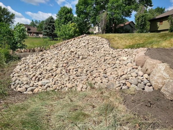 Shoreline landscape rock erosion control 